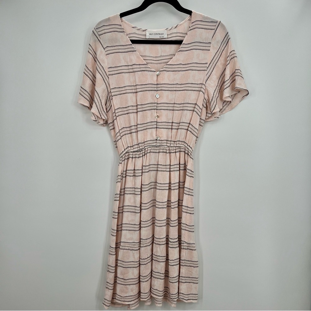 Self Contrast Arie Buttoned Flutter Sleeve Dress … - image 4